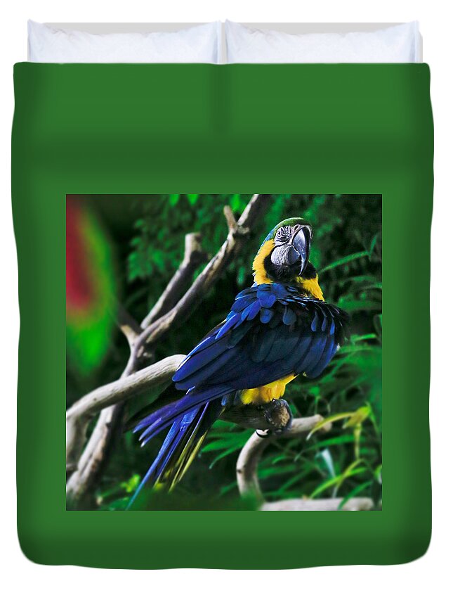Parrot Duvet Cover featuring the photograph Bird 3 #1 by Carol Jorgensen