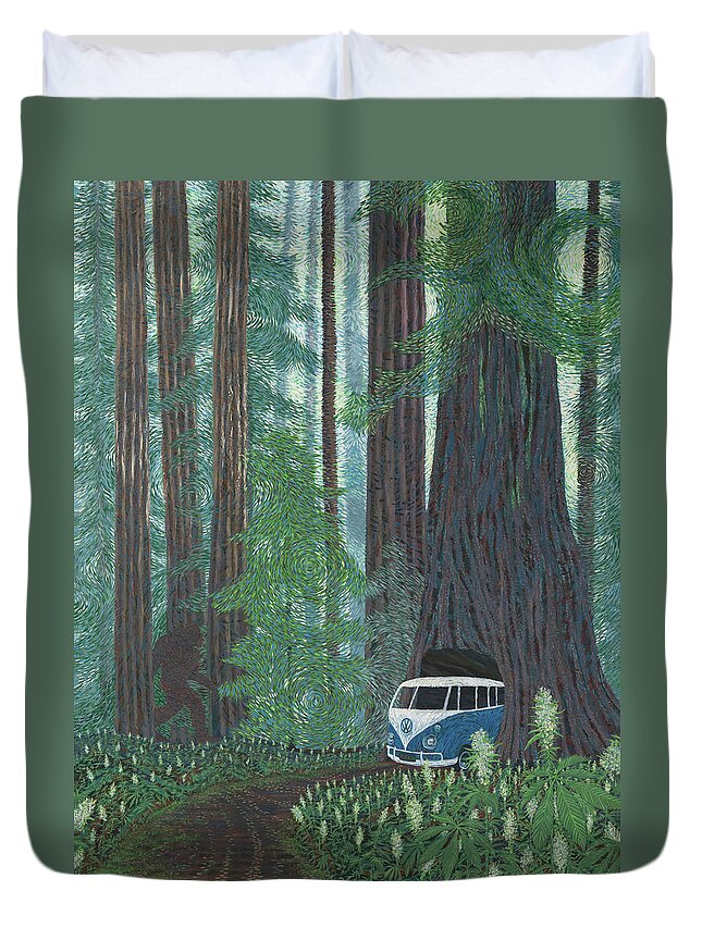 Humboldt County Duvet Cover featuring the painting Blazin Through Humboldt by Cory Calantropio