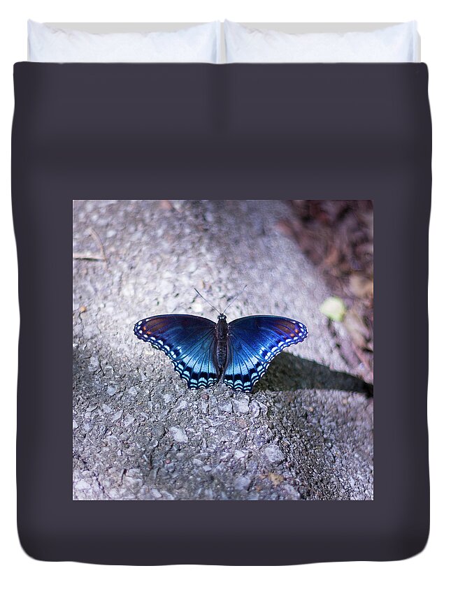 Butterfly Duvet Cover featuring the photograph Blue Butterfly by David Beechum