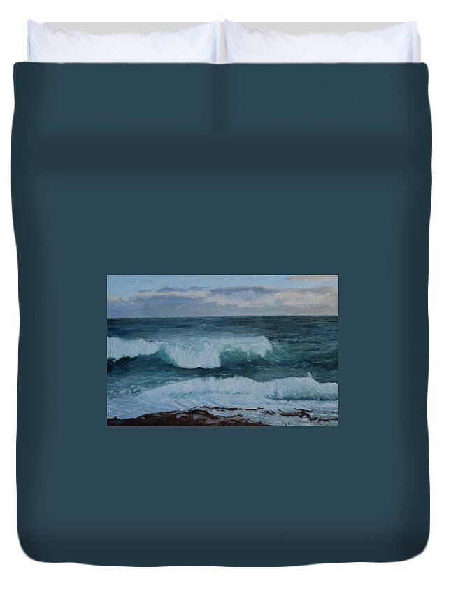 Sea Duvet Cover featuring the painting Blue Water #1 by Masami IIDA