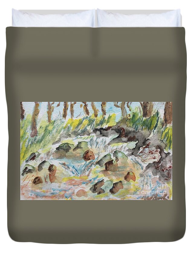  Duvet Cover featuring the painting Burch Creek #1 by Walt Brodis