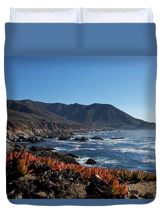 Sea Grass Invasive Plant Species Pacific Coast Highway Monterey Big Sur California Waves Seaweed Bay Ocean West Duvet Cover featuring the photograph California Coast Seagrass #1 by Sean Hannon