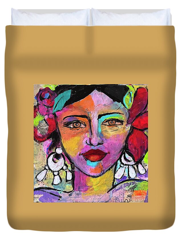 Mexico Duvet Cover featuring the painting Chiquita by Elaine Elliott