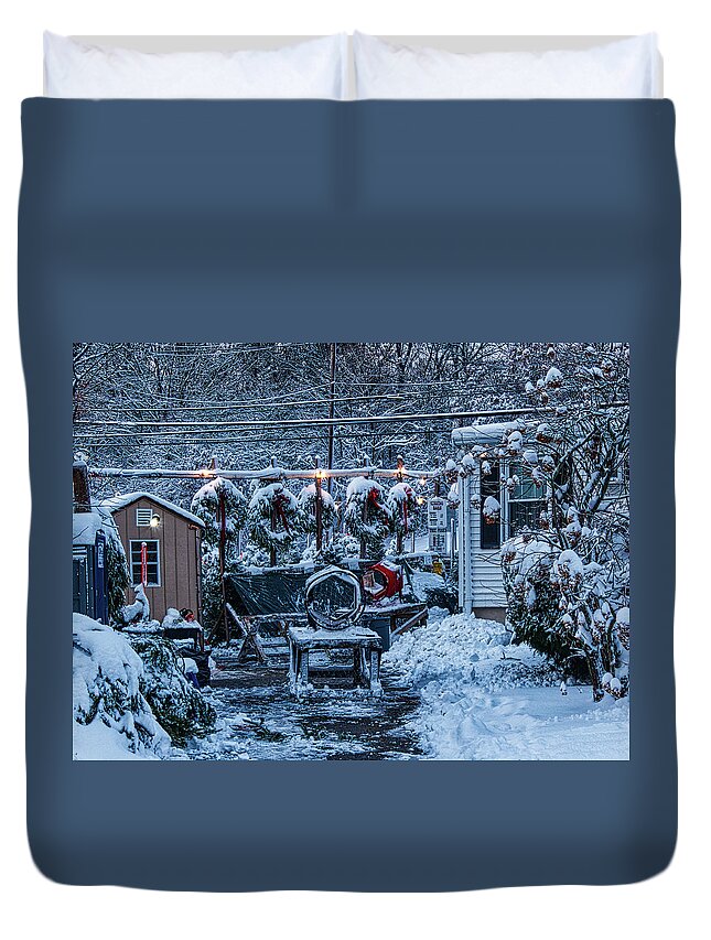 Snow Duvet Cover featuring the photograph Chrstmas Tree Lot #1 by Scott Hufford