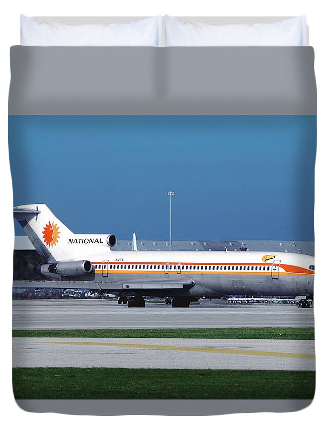 National Airlines Duvet Cover featuring the photograph Classic National Airlines Boeing 727 at Miami #2 by Erik Simonsen