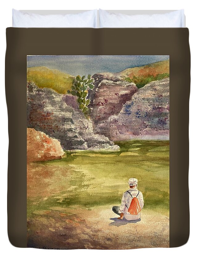 Contemplation Duvet Cover featuring the painting Contemplation #1 by Barbara Parisien