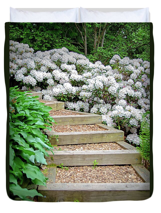 Rhododendron Duvet Cover featuring the photograph Cornell Botanic Gardens #7 by Mindy Musick King