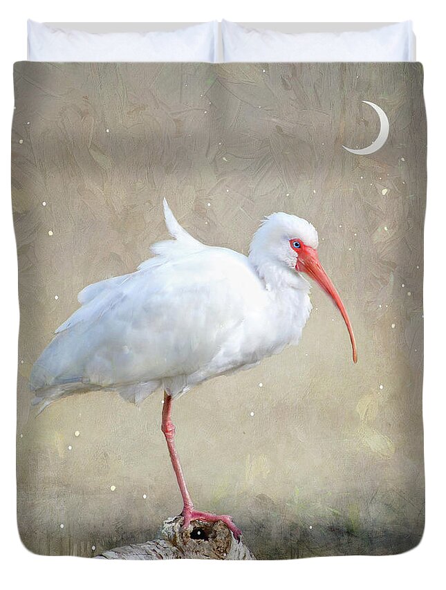 Ibis Duvet Cover featuring the photograph Crescent Moon by Karen Lynch