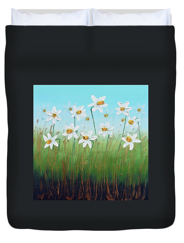 Daffodils Duvet Cover featuring the painting Daffodils by Amanda Dagg