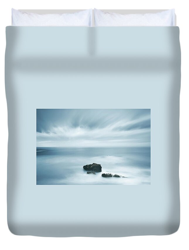 Background Duvet Cover featuring the photograph Dark Rocks and Bad Weather II by Stefano Orazzini