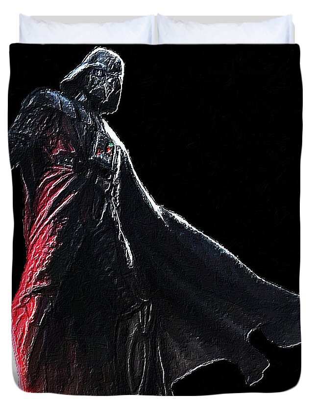 Darth Vader Duvet Cover featuring the painting Darth Vader Star Wars by Tony Rubino