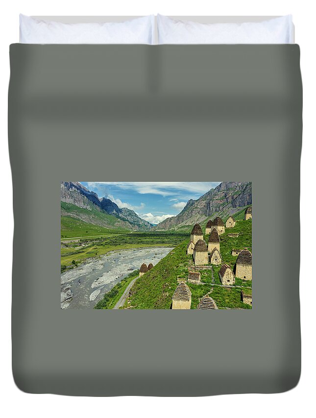 Cemetery Duvet Cover featuring the photograph Dead Town Dargavs In North Ossetia #1 by Mikhail Kokhanchikov