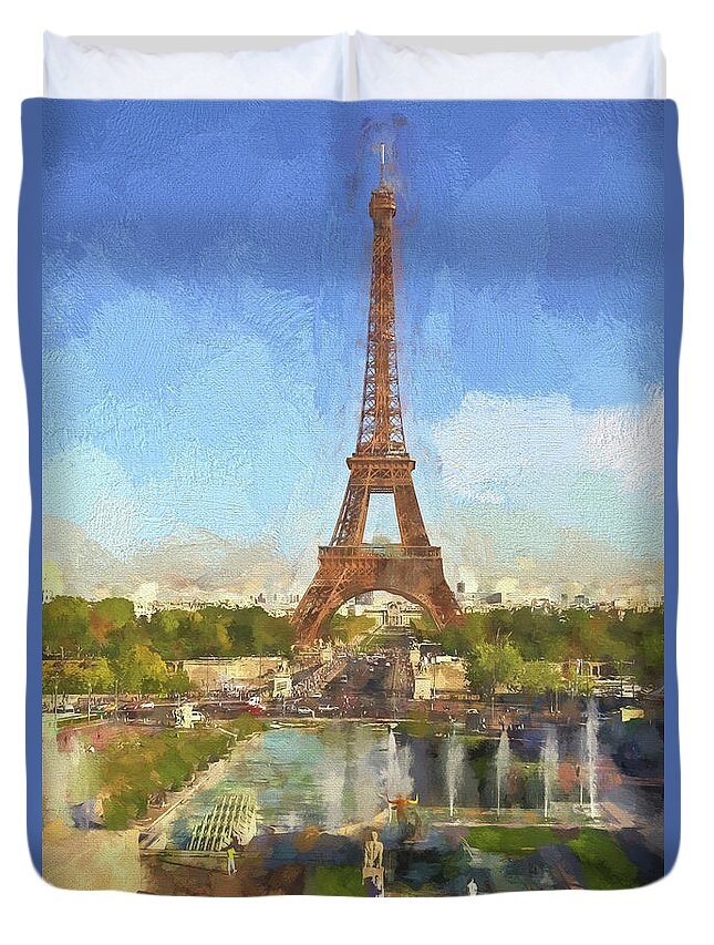 World Duvet Cover featuring the photograph Eiffel tower in Paris by Patricia Hofmeester