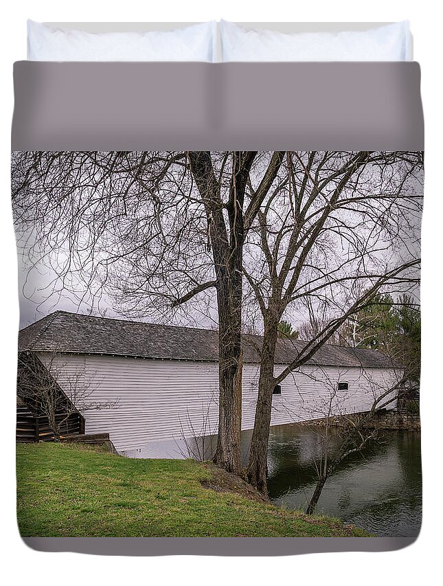 Architecture Duvet Cover featuring the photograph Elizabethton Covered Bridge 9 by Cindy Robinson