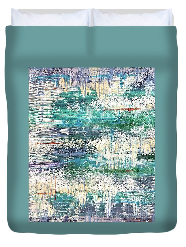 Emerging Duvet Cover featuring the painting Emerging #1 by Jacqui Hawk