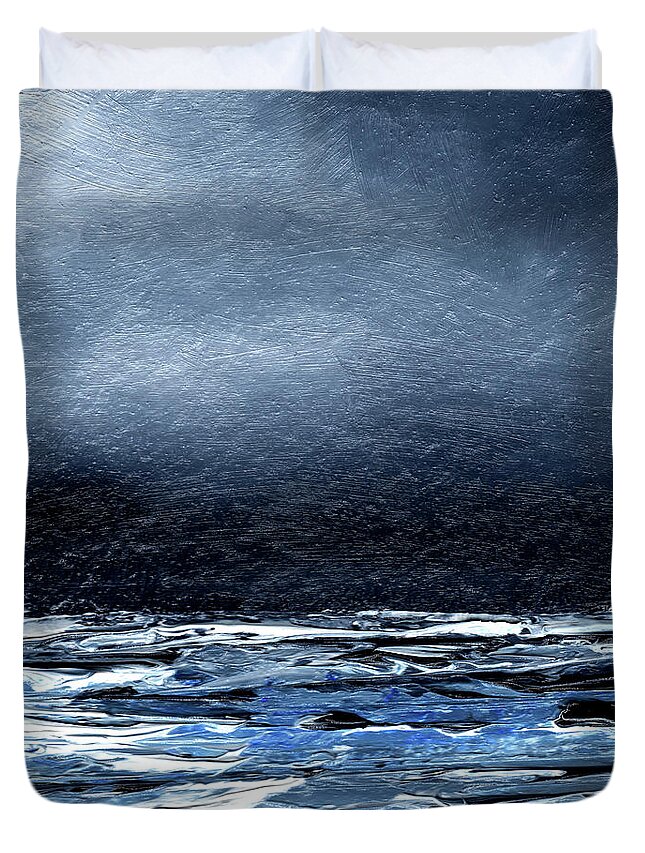 Turmoil Duvet Cover featuring the painting Enough by Cindy Johnston