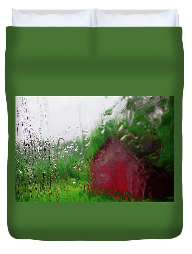 Red Duvet Cover featuring the photograph A Surface Gaining Red by Cynthia Dickinson