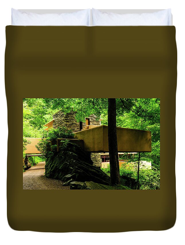 Building Duvet Cover featuring the photograph Falling Waters #1 by Louis Dallara