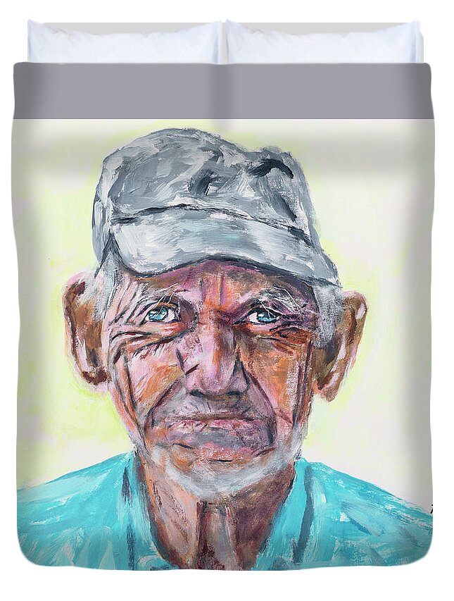 Farmer Duvet Cover featuring the painting Farmer #1 by Mark Ross