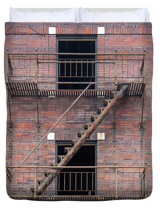 Building Duvet Cover featuring the photograph Fire escape #1 by Paul Freidlund