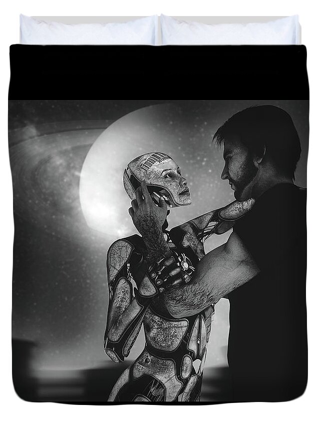 Robots Duvet Cover featuring the photograph First And Last #2 by Bob Orsillo