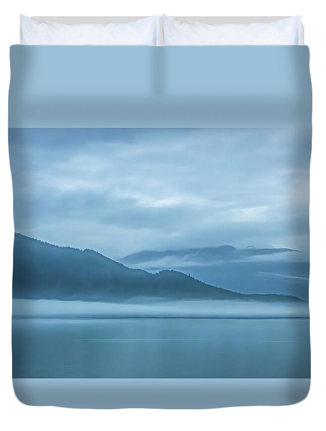 Alaska Duvet Cover featuring the photograph Foggy Morning in Juneau by Marcy Wielfaert