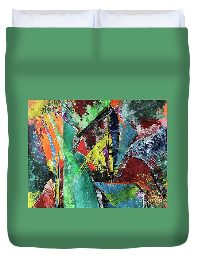 Abstract Art Duvet Cover featuring the painting Forest #2 by Maria Karlosak