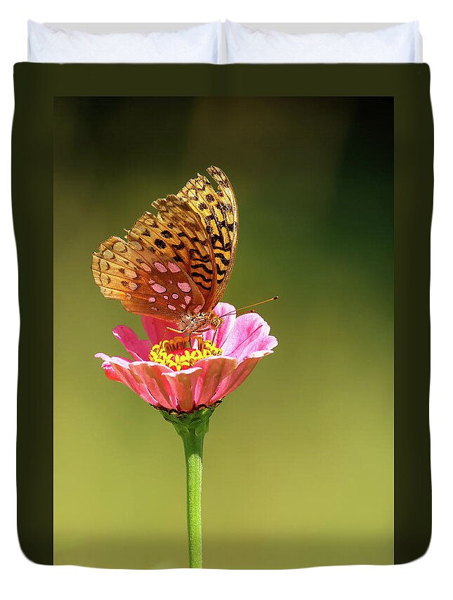 Fritillary Duvet Cover featuring the photograph Fritillary #1 by Brook Burling