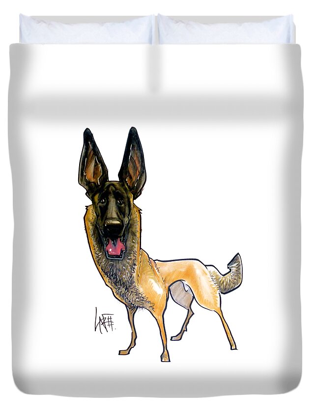 Dog Duvet Cover featuring the drawing German Shepherd by Canine Caricatures By John LaFree