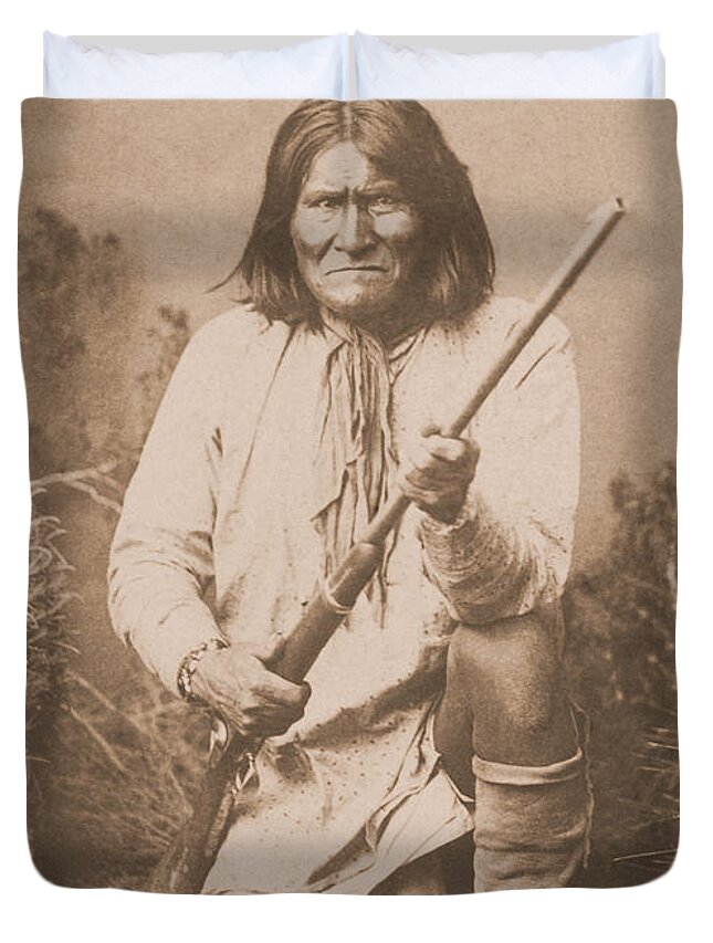 Geronimo Duvet Cover featuring the photograph Geronimo - Sepia #2 by David Hinds