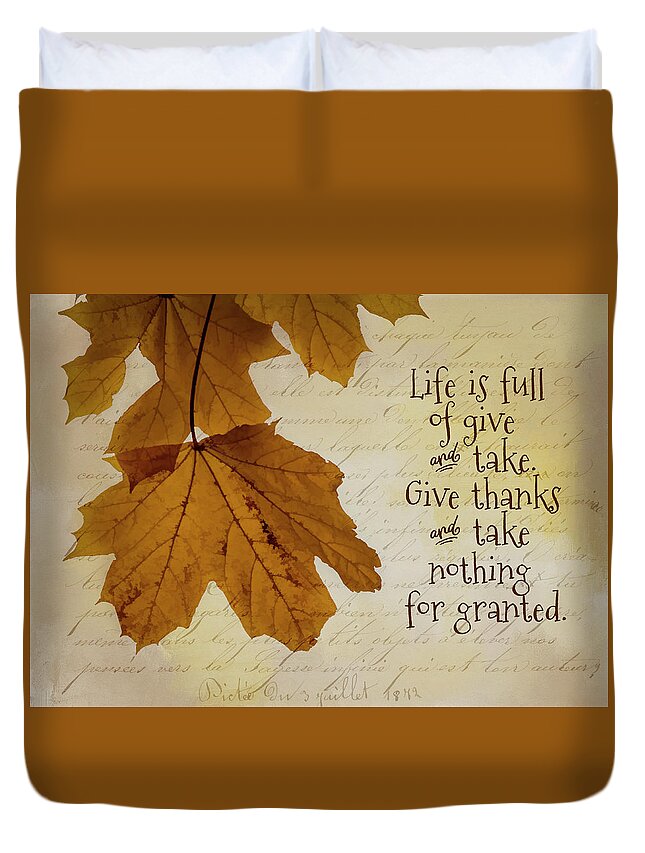 Autumn Duvet Cover featuring the photograph Give Thanks #1 by Cathy Kovarik