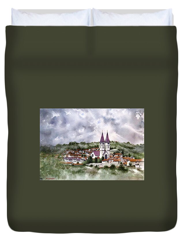 Painting Duvet Cover featuring the painting Gjakova by Geni Gorani