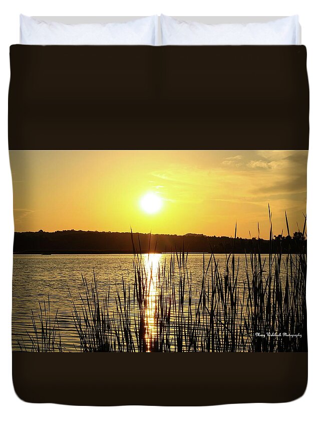 Sunset Duvet Cover featuring the photograph Golden Sunset #1 by Mary Walchuck