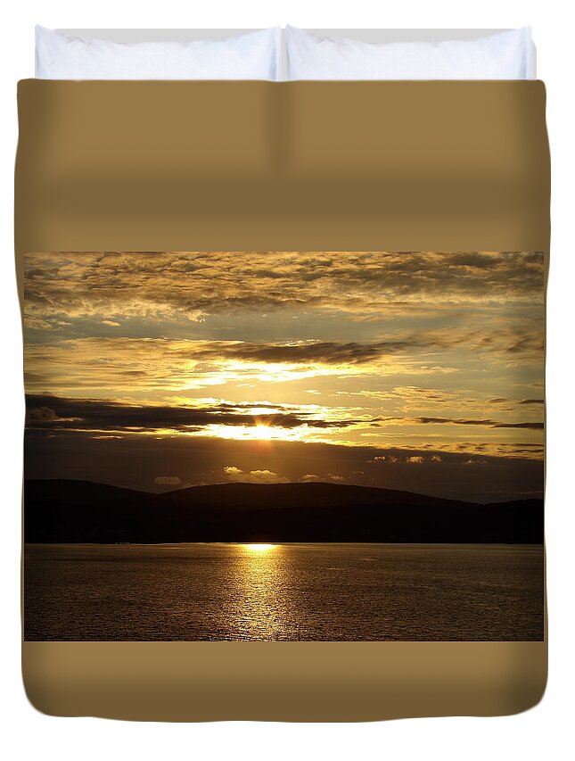 Atlantic Ocean Duvet Cover featuring the photograph Golden Sunset #2 by Mike Helland