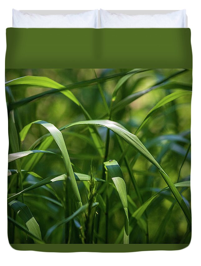Grass Duvet Cover featuring the photograph Green Grass Field #1 by Amelia Pearn