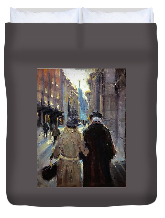 Couple Duvet Cover featuring the painting Growing Old Together by Ashlee Trcka