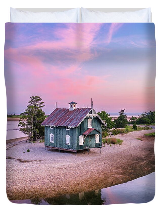 Cottage Duvet Cover featuring the photograph Harbor Cottage at Daybreak #1 by Sean Mills