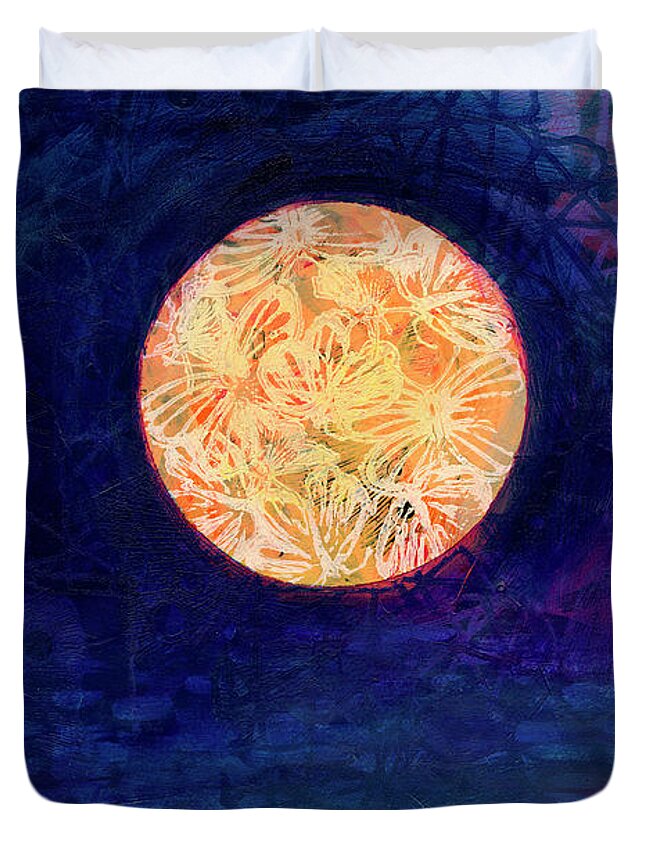 Moon Duvet Cover featuring the painting Healing by Jennifer Lommers