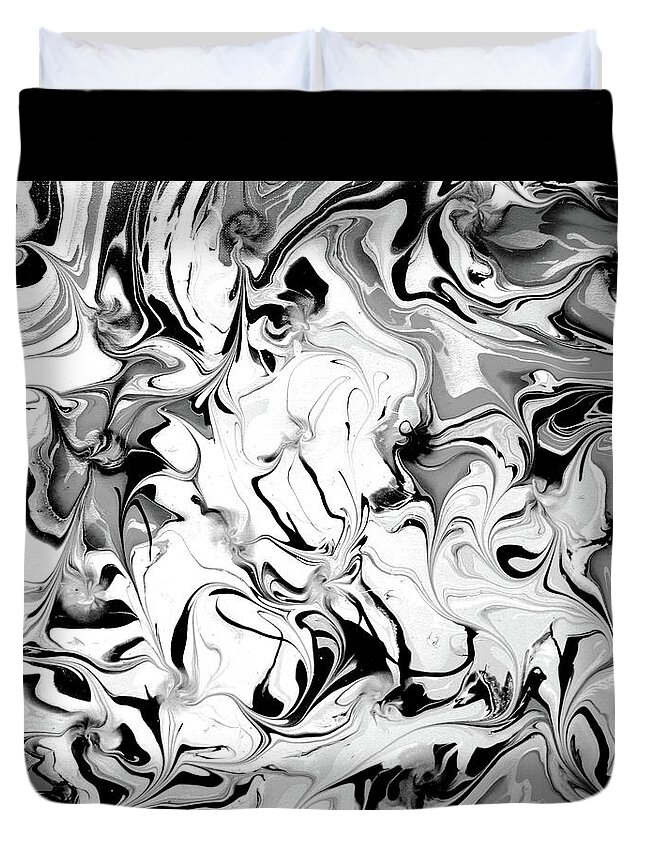 Acrylic Abstract Duvet Cover featuring the painting Inner Peace BW-H1 by Diane Goble