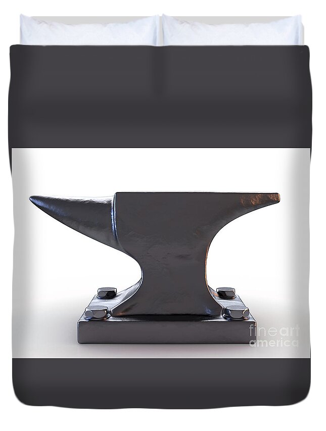 Anvil Duvet Cover featuring the digital art Iron Anvil #1 by Allan Swart