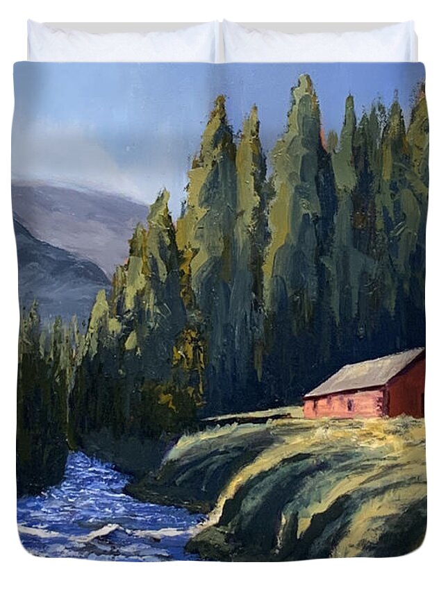 Impressionism Duvet Cover featuring the painting Jackson Wyoming #1 by Lisa Marie Smith