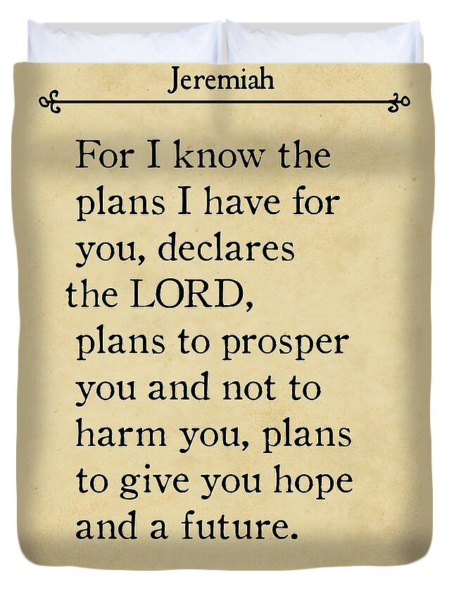 Jeremiah Duvet Cover featuring the painting Jeremiah 29 11 - Inspirational Quotes Wall Art Collection #1 by Mark Lawrence