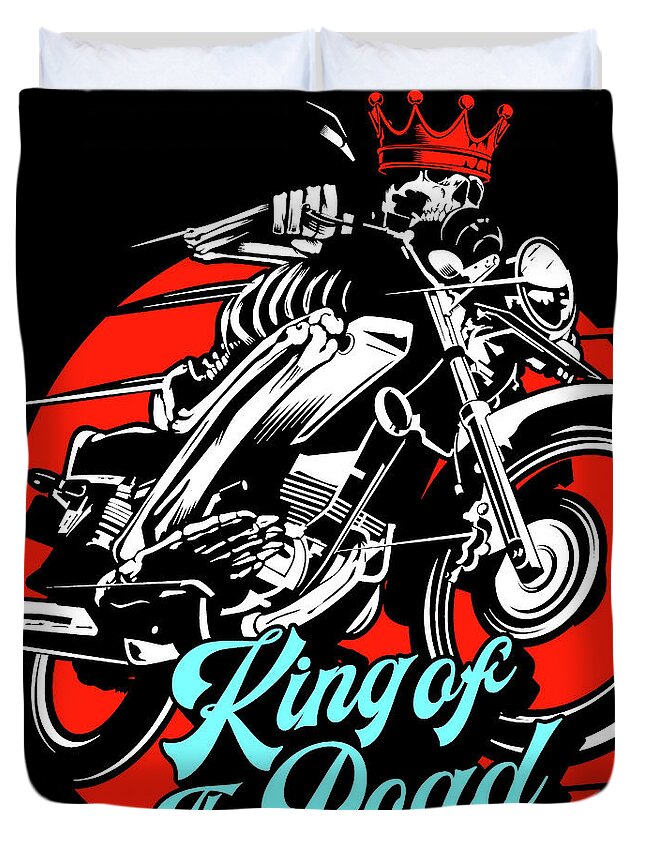 Skeleton Duvet Cover featuring the digital art King of the Road #1 by Long Shot
