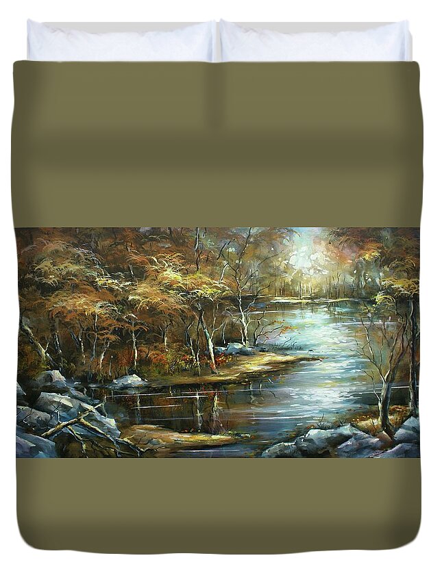 Landscape Duvet Cover featuring the painting Landscape by Michael Lang