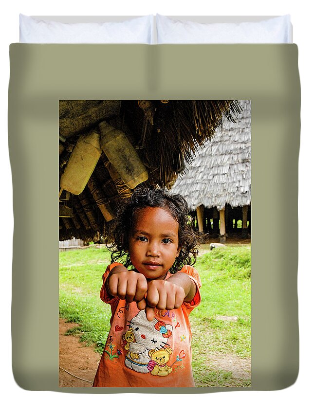 Wae Rebo Duvet Cover featuring the photograph Child's Play - Wae Rebo Village. Flores, Indonesia by Earth And Spirit