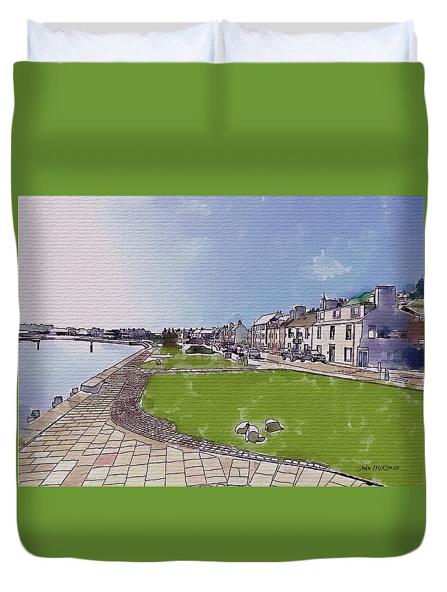 Lossiemouth Duvet Cover featuring the digital art Lossiemouth Esplanade #2 by John Mckenzie