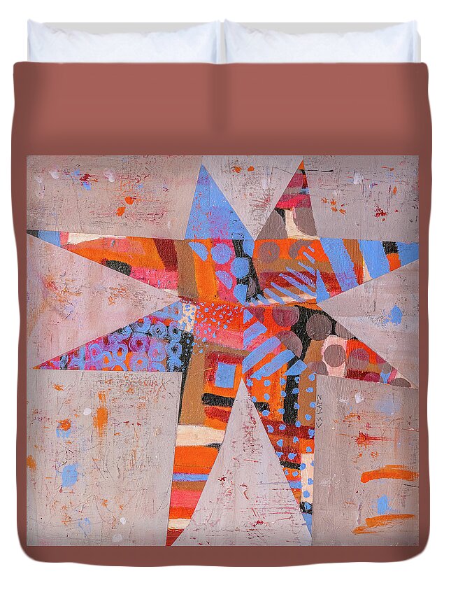 Star Duvet Cover featuring the painting Manly Star by Cyndie Katz