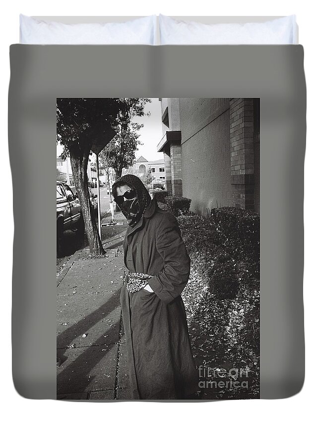 Street Photography Duvet Cover featuring the photograph Masked #1 by Chriss Pagani