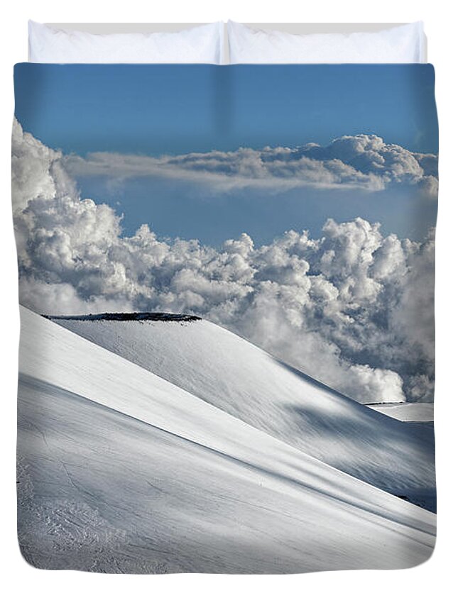 Mauna Kea Duvet Cover featuring the photograph Mauna Kea Dressed in Snow #2 by Heidi Fickinger