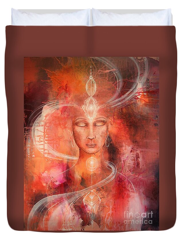 Meditation Duvet Cover featuring the painting Meditation 8 by Reina Cottier